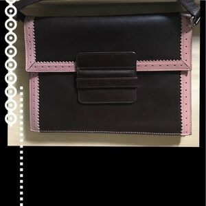 J Crew Pink and Brown Retro Style Envelope Bag